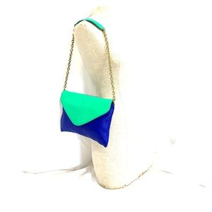 Genuine J CREW blue leather envelope chain bag